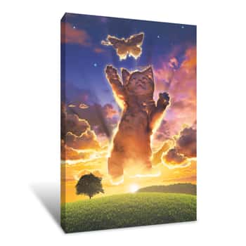 Image of Cloud Kitten Sunset Canvas Print