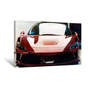 Image of Red Ferrari Front View Canvas Print
