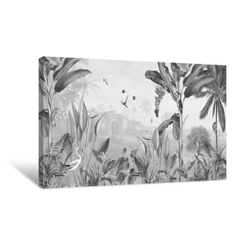 Image of Botanical Beauty Black and White Canvas Print