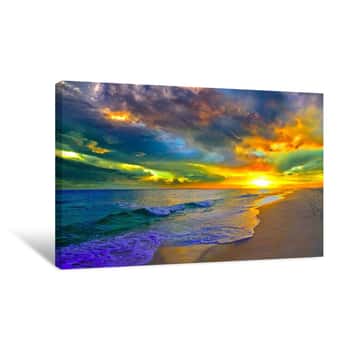 Image of Beautiful Landscape Photo Beautiful Sunset Sea Canvas Print