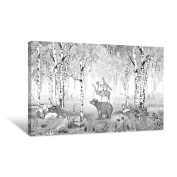 Image of Bear King Black and White Canvas Print