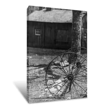 Image of Black and White Metal Wheels Canvas Print