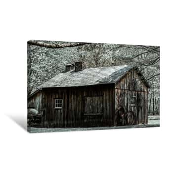 Image of Barn Under Snowy Leaves Canvas Print