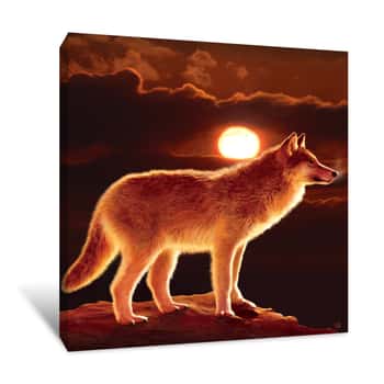 Image of Sunset Wolf Canvas Print