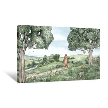 Image of Bears and Bees Canvas Print
