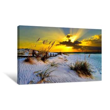 Image of Landscape Photography Beach Golden Sunset Canvas Print