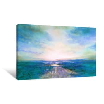Image of Broad Land: Blue, Turquoise Pink Canvas Print