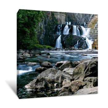 Image of Small Waterfall Over the Rocks Canvas Print