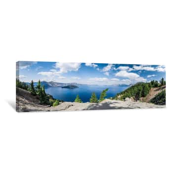 Image of Blue Crater Lake Panorama Canvas Print