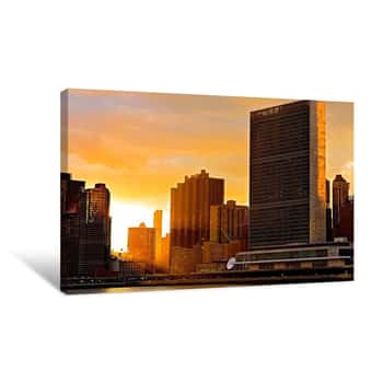 Image of United Nations at Sunset Canvas Print