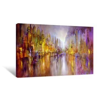 Image of The Town on the River: Golden Light Canvas Print