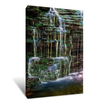 Image of Fast Waterfall on Rocky Cliff 3 Canvas Print