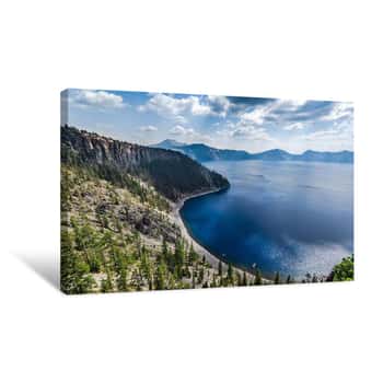 Image of Blue Skies Over Crater Lake Canvas Print