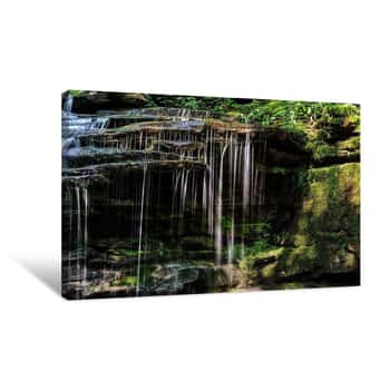 Image of Fast Waterfall on Rocky Cliff 5 Canvas Print
