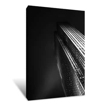Image of Rockefeller Center Black and White at Night Canvas Print