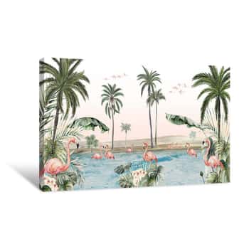 Image of Flamingo Oasis Canvas Print