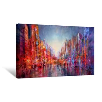 Image of The Red and Blue City on the River Canvas Print