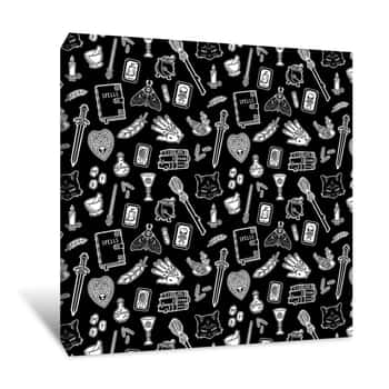 Image of Magick Witch Tools Black and White Canvas Print