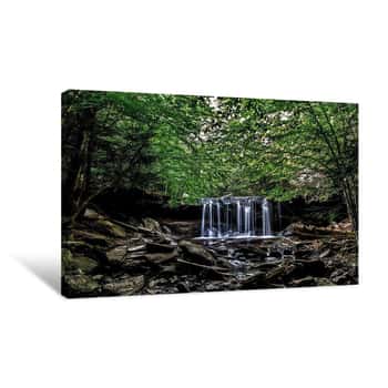 Image of Fast Waterfall on Rocky Cliff 7 Canvas Print