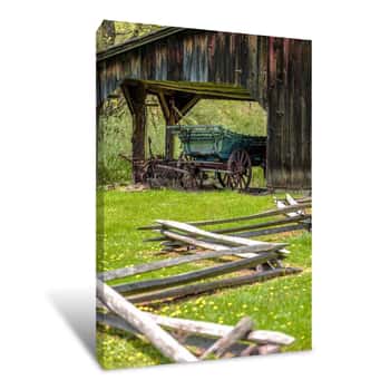 Image of Old Wagon in a Barn Canvas Print