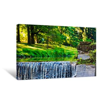 Image of Small Waterfall with Green Trees 2 Canvas Print