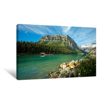Image of Lake Louise Wildflowers Canvas Print