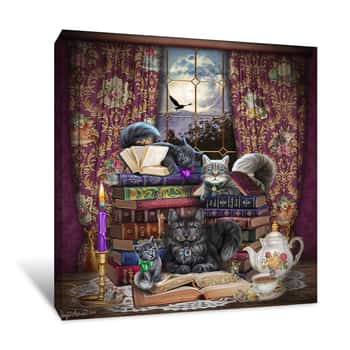 Image of Storytime Cats and Books Canvas Print
