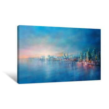 Image of Arriving: Variant in Turquoise Canvas Print