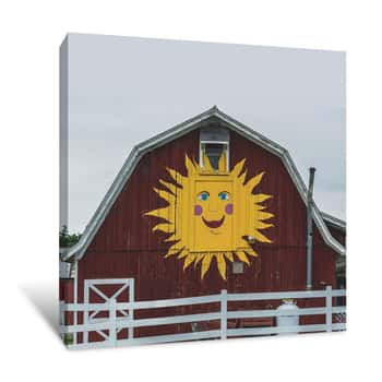 Image of Smily Sun on a Barn Canvas Print