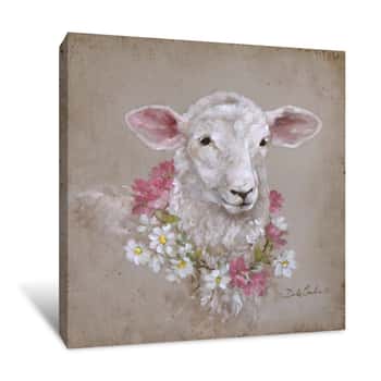 Image of Sheep With Wreath Canvas Print