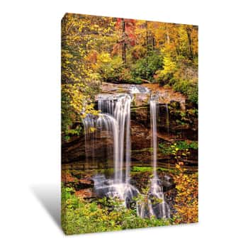 Image of Smoky Mountains Autumn Waterfall 2 Canvas Print