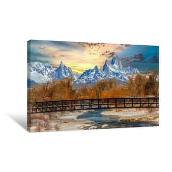 Image of Winter River Crossing Canvas Print