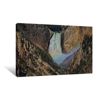 Image of Rainbow Waterfall Yellowstone Canvas Print