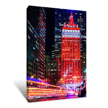 Image of Helmsley Building with Car Lights at Night Canvas Print