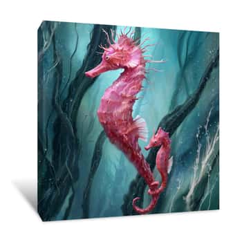 Image of Seahorse Thorny Red Canvas Print