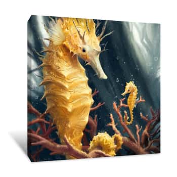 Image of Seahorse Thorny Yellow Canvas Print
