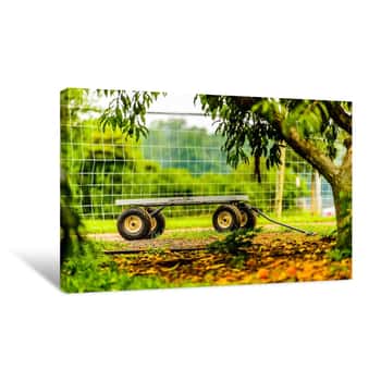 Image of Wagon on Green Grass Canvas Print