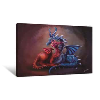 Image of Cuddling Dragons Canvas Print