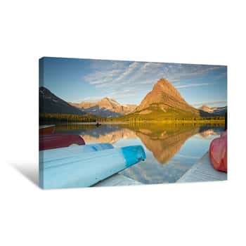 Image of Swiftcurrent Lake Kayaks Glacier NP Canvas Print