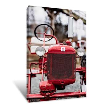 Image of Red Tractor on Gravel 2 Canvas Print
