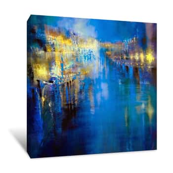 Image of Flood of Lights: Blue and Gold Canvas Print