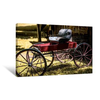 Image of Red Wagon Coming Out of Barn 2 Canvas Print