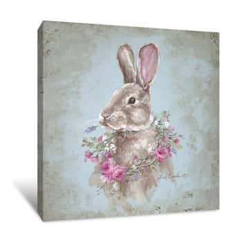 Image of Bunny With Wreath Canvas Print