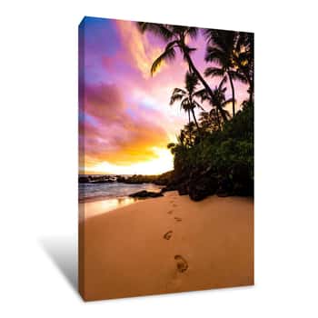 Image of Footprints in the Sand   Canvas Print