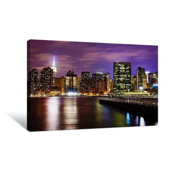 Image of United Nations and Empire State Building view from Long Island City Canvas Print
