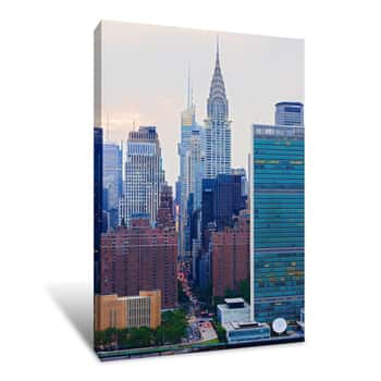 Image of United Nations, Chrysler Building and 42nd Street View from Long Island City 1 Canvas Print