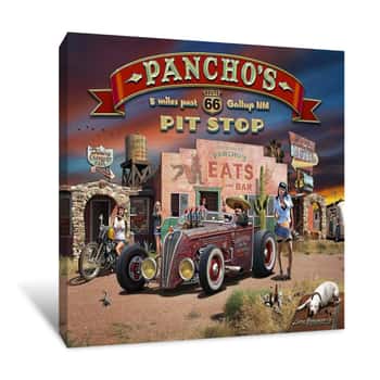 Image of Pancho\'s Route 66 Pit Stop Canvas Print