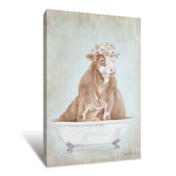 Image of Cow in a Tub Canvas Print