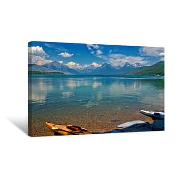 Image of Lake McDonald Kayaks Canvas Print