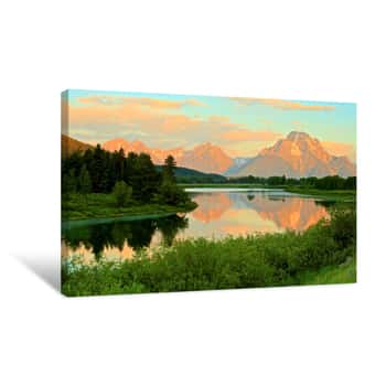 Image of Oxbow Bend Sunrise - Grand Tetons Canvas Print